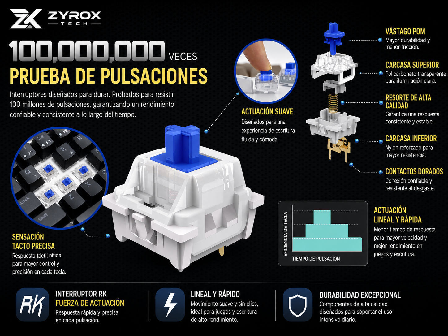 Teclado Gamer Mecánico 61 Teclas RGB — Distribución Escalera